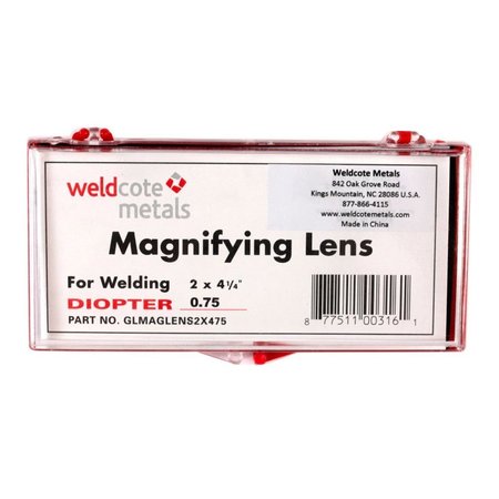 WELDCOTE Lens 2.25 Glass Mag Lens 2 X 4 1/4 GLMAGLENS2X4225